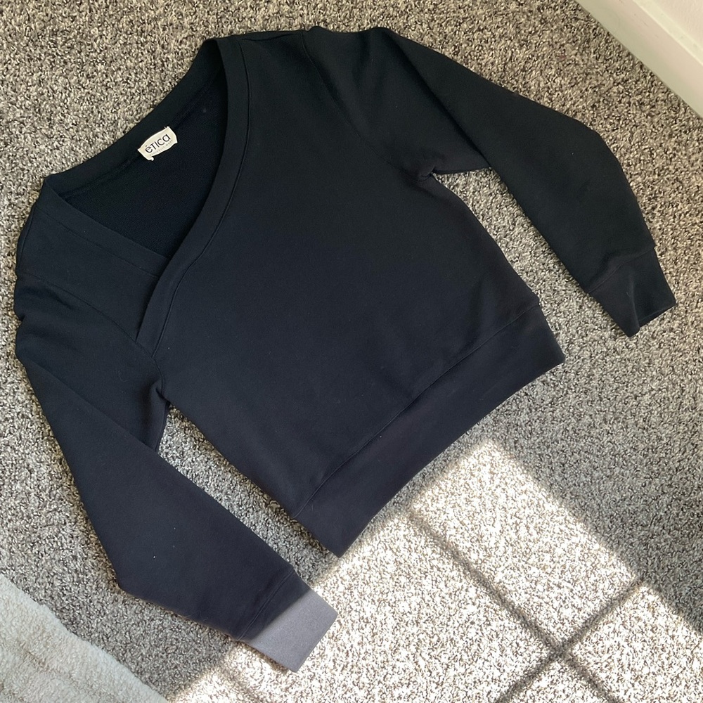 ÉTICA Denim Koko Sharp Sweatshirt Black Women's Sweater Size Medium